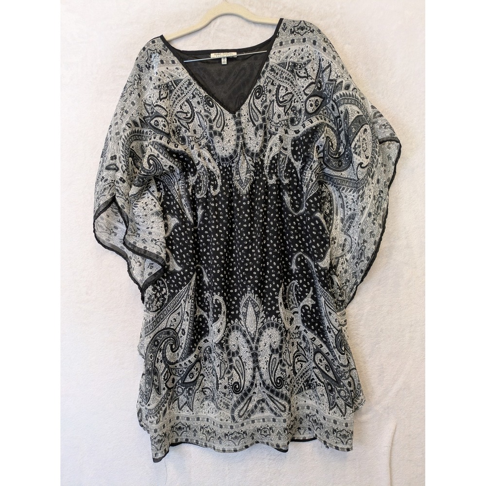 Speed Control New York Women's Size M Black White Paisley Kaftan Butterfly Dress